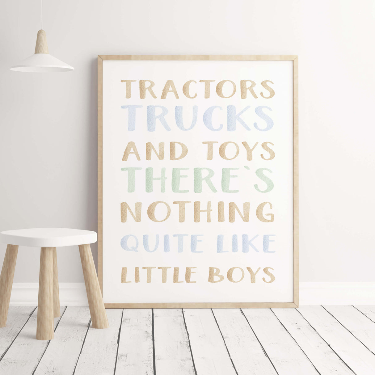 Construction vehicle print  with quote for toddler and boys room decor.