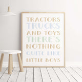 Construction vehicle print  with quote for toddler and boys room decor.