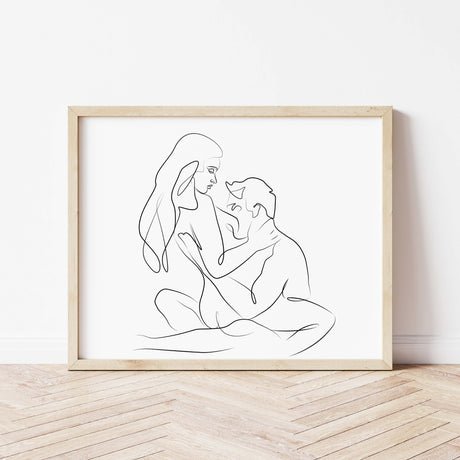 Riding sex pose line art print for minimalist home decor, bedroom decor, living room decor.