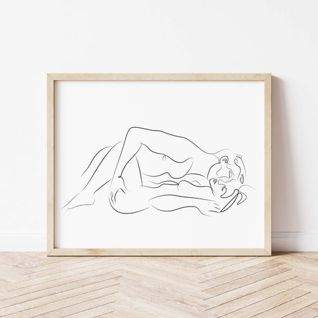 Erotic line art print for minimalist home decor, bedroom decor, living room decor.