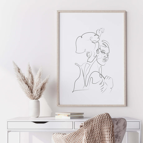 Erotic couple line art print for black and white minimalist home decor, bedroom decor, livingroom decor, sex home decor.