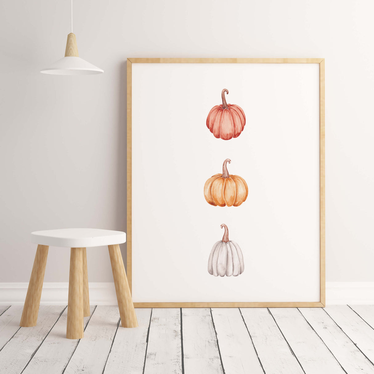 Watercolor pumpkin print for seasonal home decor