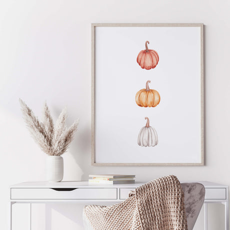 Watercolor pumpkin print for seasonal home decor