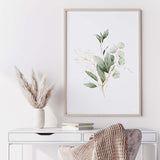 Watercolor sage green greenery print for neutral wall decor.