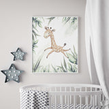 Watercolor safari animals print for gender neutral nursery decor, baby boys room decor, toddler room decor, girls room decor, animals: giraffe.