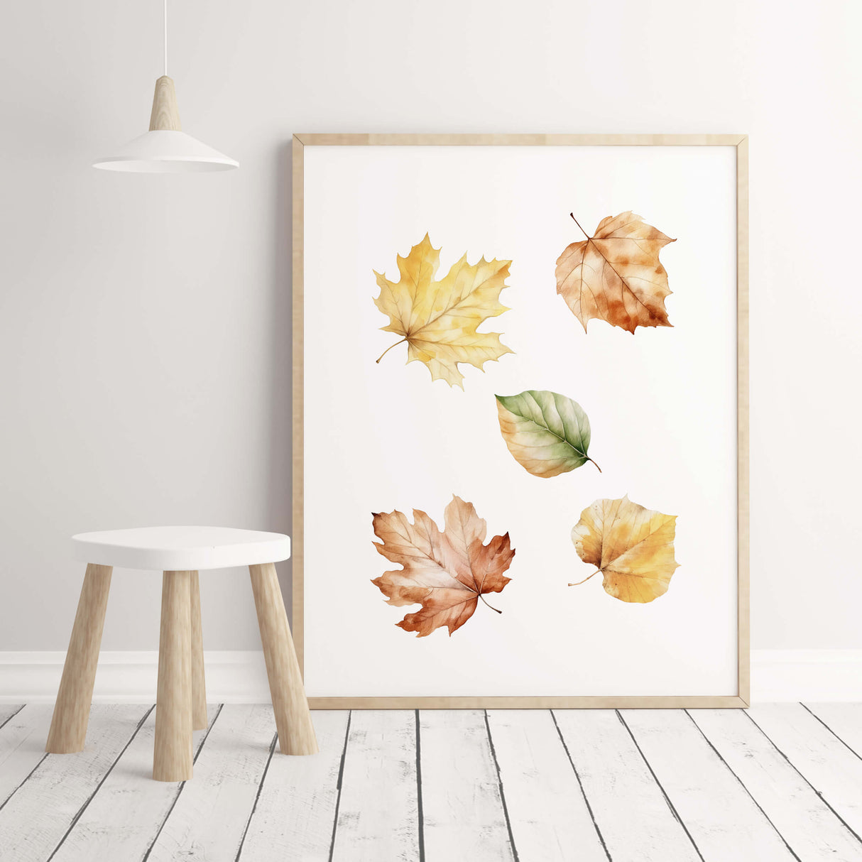 Autumn leaf print for neutral boho home decor.