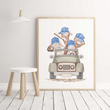 Watercolor baseball with woodland animals nursery print for baby boys room decor, toddler room decor.