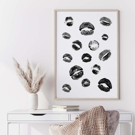 Black lips print for fashion home decor, love home decor, valentine's day home decor.