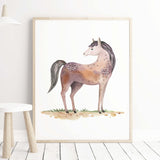 Watercolor horse nursery print for nursery wall decor.