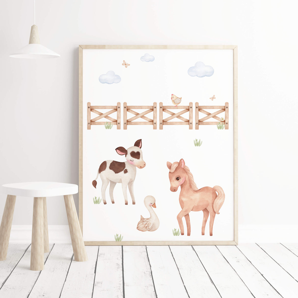 Farm Nursery Prints with Girl -  Set of 3