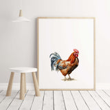 Farm realistic animal with rooster  print for rustic home decor, farm home decor and gender neutral nursery decor.