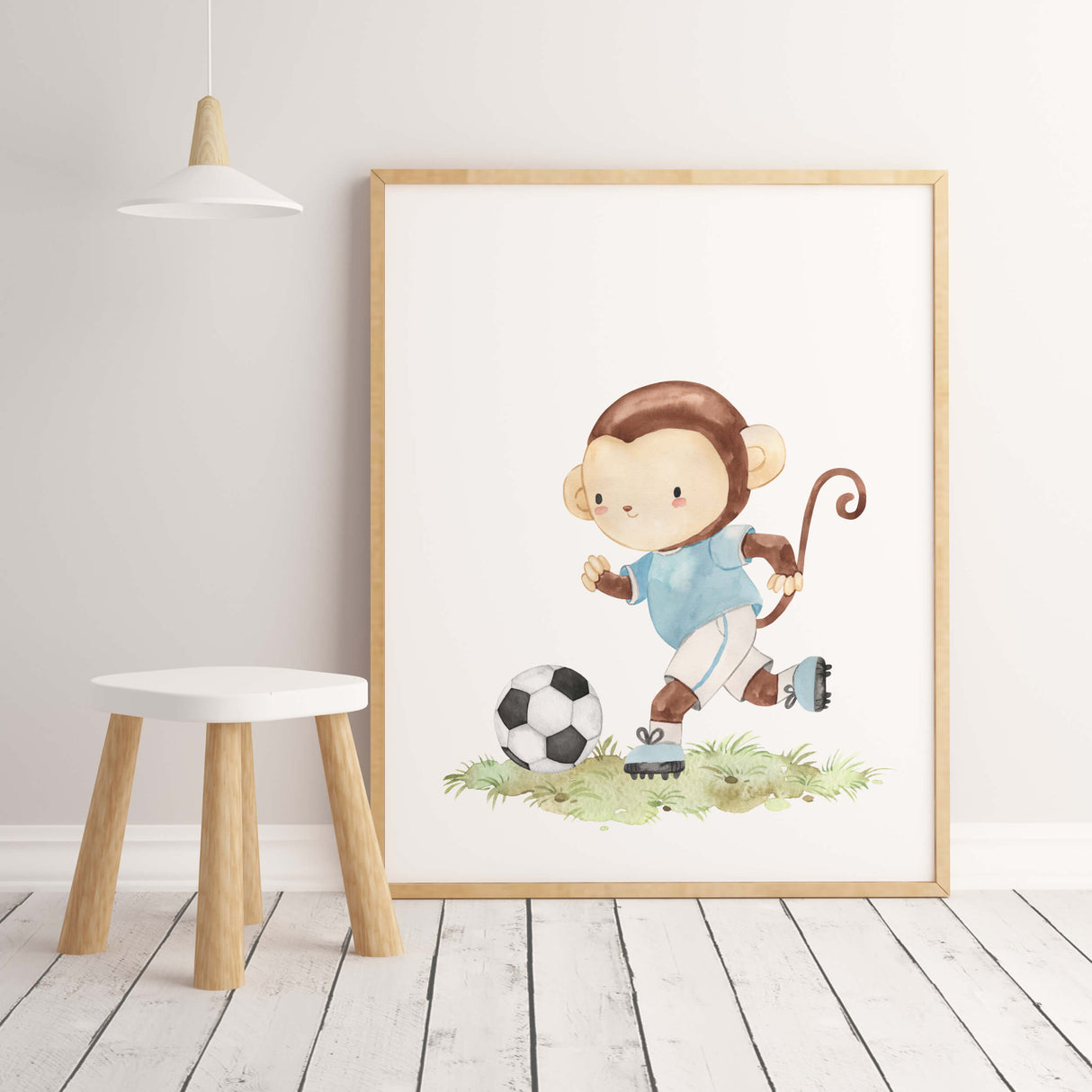 Watercolor football nursery print for toddler room decor and baby boys room decor.