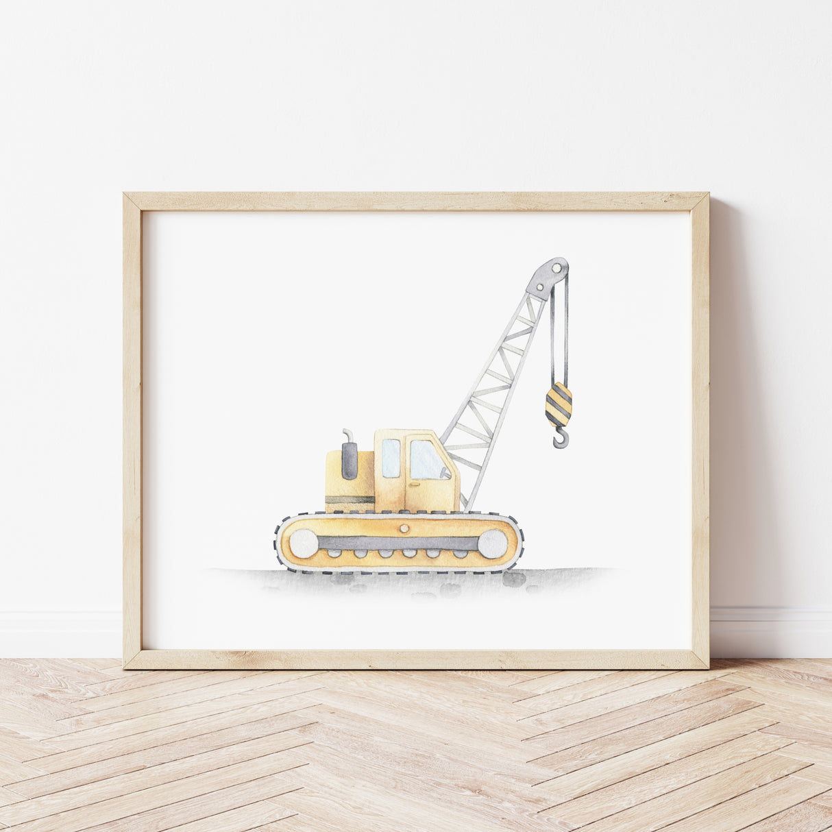 Watercolor crane print for toddler, boys and neutral nursery decor.