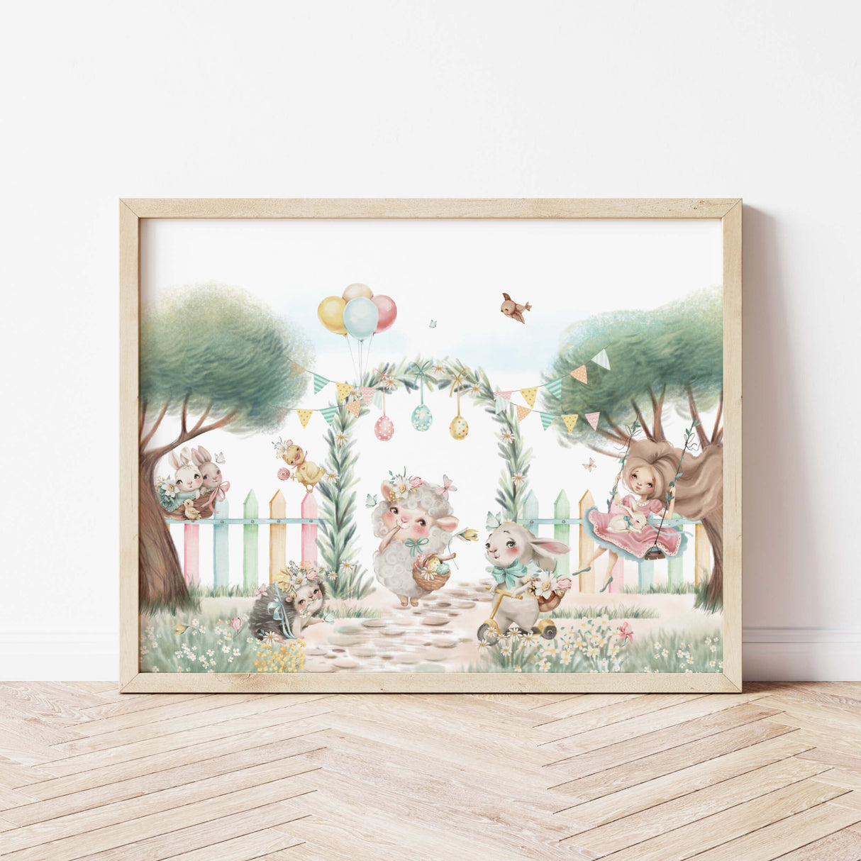 Watercolor easter nursery poster  for nursery easter decor, gender neutral nursery easter decor.