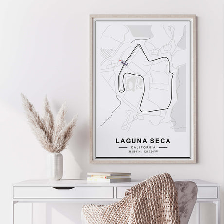 Raceway Laguna Seca motorsport circuit art poster ideal for any room decor, living room, garage, wall decor, office art and gift idea, man gift, father gift, birthday gift.