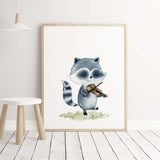 Music Nursery Prints with Woodland Animal- Set of 5