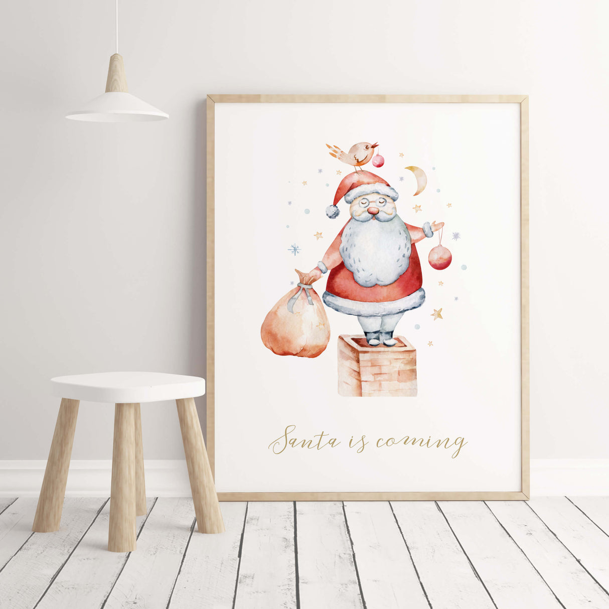 Santa has arrived nursery print for christmas nursery decor.