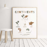 Watercolor continents quote nursery print for gender neutral nursery and kids decor with earth colors.