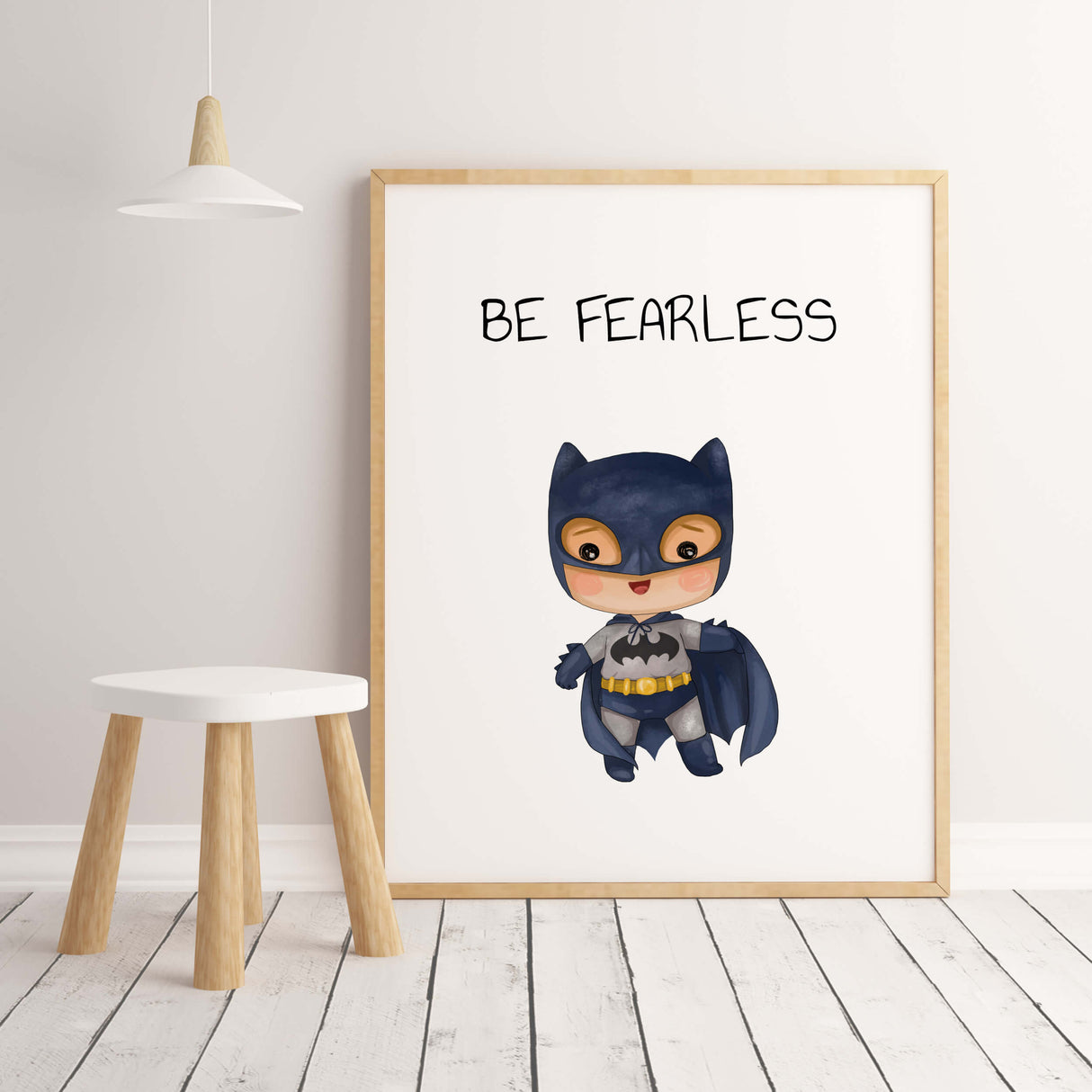 Superboy print with super hero and be fearless inspirational quote for baby boys room decor, toddler room decor.