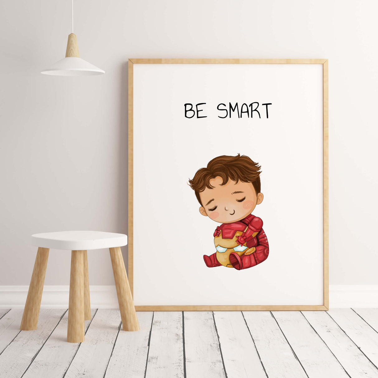 Superboy print with super hero and be smart inspirational quote for baby boys room decor, toddler room decor.