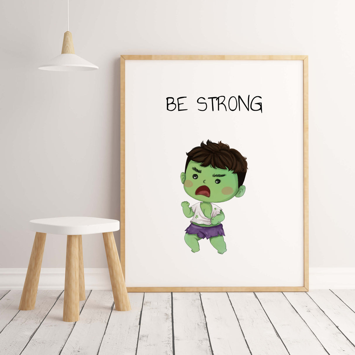 Superboy print with super hero and be strong inspirational quote for baby boys room decor, toddler room decor.