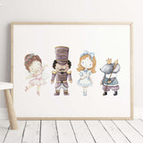 Watercolor nursery nutcracker poster for neutral christmas nursery decor.