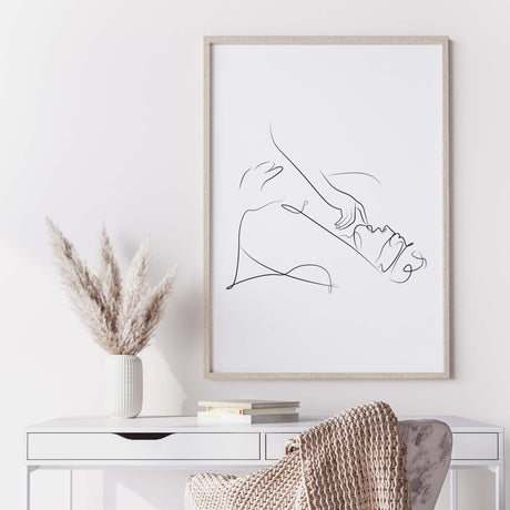 Oral sex line art print for minimalist home decor, bedroom, living room decor.