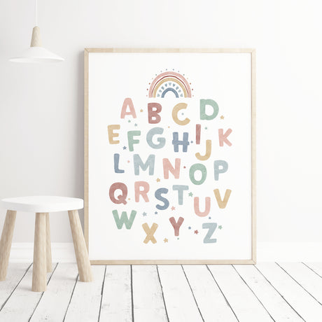 Alphabet print for neutral kids room decor and nursery decor.