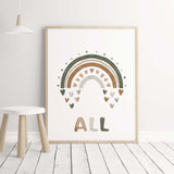 Watercolor play all day nursery print for gender neutral nursery and kids decor with earth colors.