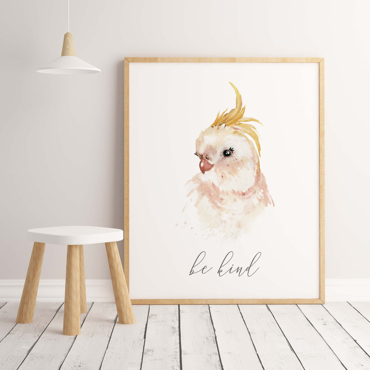 Set of 6 watercolor safari print with inspirational quote for gender neutral nursery decor, boho nursery decor, includes: bird - be kind