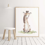 Watercolor giraffe printable for gender neutral nursery decor, toddler room decor, boys room decor, girls room decor.