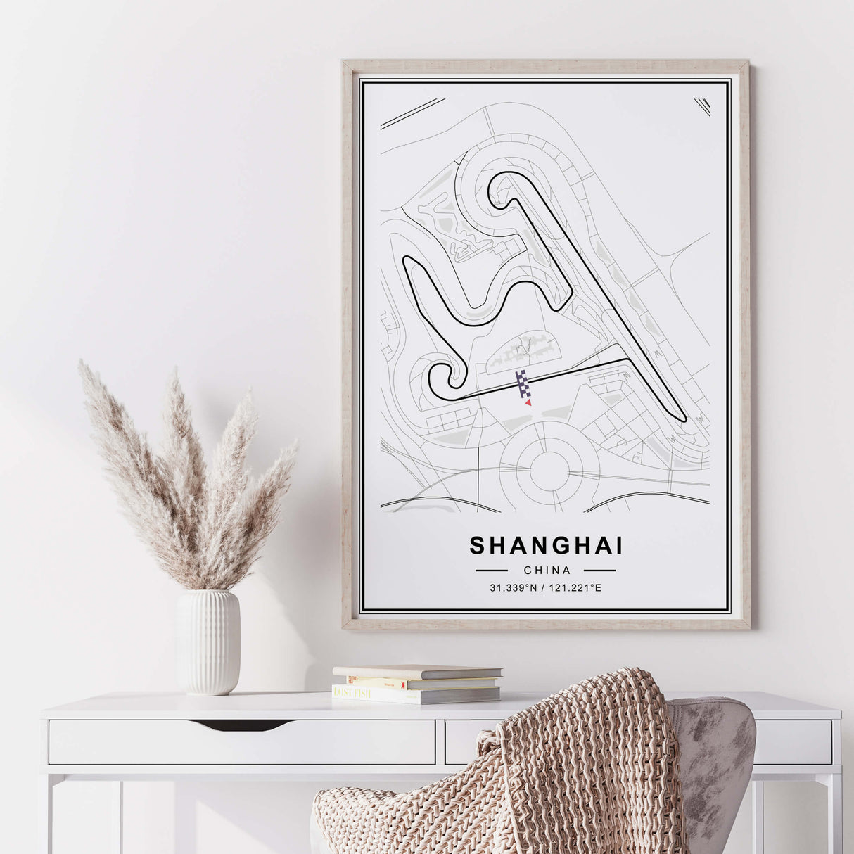 Shanghai Formula 1 circuit art poster ideal for any room decor, living room, garage, wall decor, office art and gift idea, man gift, father gift, birthday gift.