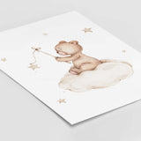 Beige teddy bear on the moon print