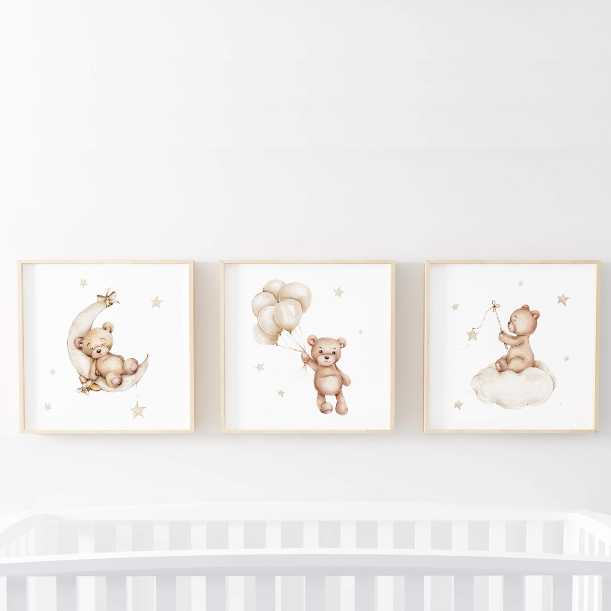 Set of 3 Teddy bear printable with square orientation.