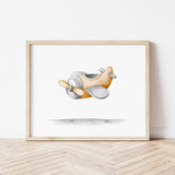 Watercolor airplane print for toddler, boys and neutral nursery decor.