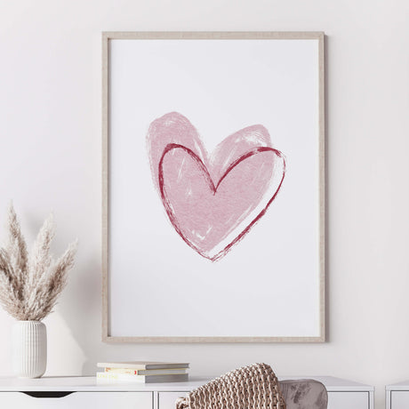 Watercolor pink heart for valentin's day decor